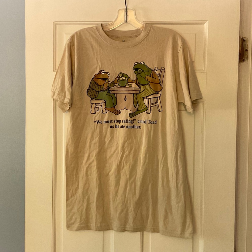 Frog and Toad Together Cookies Graphic T-Shirt Tee Tan Mens M novelty print